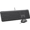 Logitech Signature Slim Combo MK620 per uso professionale, tastiera e mouse full-size (100%), con cavo, connessione USB, layout QWERTY, colore grigio grafite. Include il mouse