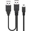Goobay 180x Goobay 93587 Cavo di alimentazione doppio USB 2.0 Hi-Speed, nero, 0,6 m - spina USB 2.0 (tipo A) + spina USB 2.0 (tipo A) > mini spina USB 2.0 (tipo B, 5 pin)