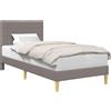 vidaXL Struttura letto con testiera in tessuto taupe 90 x 200 cm