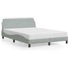 vidaXL Struttura letto Dover Grigio chiaro 135x190 cm Velluto