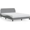 vidaXL Struttura letto Dover Grigio chiaro 135x190 cm in tessuto
