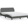 vidaXL Struttura letto Dover Grigio scuro 135x190 cm in tessuto