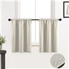 XTMYI, Tende color crema per camera da letto, set di 2 pannelli, corte e piccole, con tasca per asta, livello superiore, blocco della luce solare, oscuranti, mantovane per finestre, lunghezza 76 cm