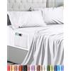 Utopia Bedding Set Lenzuola Letto 4 Pezzi, Bianca, 180x200 cm | Lenzuolo con Angoli con tasca, Lenzuolo Piatto e 2 Federe Ricamate 50x75 - Matrimoniali - Microfibra di Poliestre