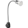 ledscom.de Lampada da presa LESCH Lampada da lettura a collo d'oca, interruttore, cromo/nero + Lampada LED 450lm bianco caldo