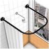 Generic Bastone per tenda da doccia in acciaio inox 304 a forma di U, montaggio a parete, antiruggine, per vasca da bagno, ad angolo, per guardaroba