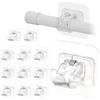 YOFDAL 12 Pcs Ganci per Tende Senza Bucare Infissi PVC Autoadesivi - Gancetti Porta Bastoni Tende Senza Forare Adesivi per Finestre,ganci adesivi per tende(senza asta, trasparente)