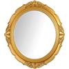 Eaoundm Specchio decorativo da parete 33 x 37.6 cm, specchi vintage da appendere per camera da letto soggiorno decorazione cassettiera ovale (oro)