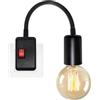 LQUNFYL Presa E27 con interruttore, 9 mm di spessore supporto della lampada convertitore con spina, 20 cm a collo di cigno faretto lampada da parete senza fili, 360 gradi regolabile portalampada per