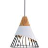 YOXANG Semplice Moderno Illuminazione a Sospensione Lampada Sospensione in Metallo Creativo Forma di Cono in Legno Massello Luci a Sospensione Regolabili Lampadari per Sale da Pranzo 1×E27 Ø25CM Bianco Corno