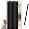 JCyh Tenda per Porta a Soffietto con Asta Telescopica 70-128CM - Design Compatto e Facile da Riporre, Ideale per Cucina, Soggiorno, Sala e Ripostiglio, Nero