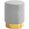 IlGruppone Pouf Cilindro Poggiapiedi Camera Design Pouff Cameretta con Base Dorata Salotto in Velluto Sgabello - Grigio Chiaro