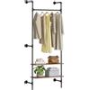 SoBuy Appendiabiti a Parete con 2 Ripiani MDF, Porta Abiti Salvaspazio 45 kg di Portata, Armadio per Camera da Letto e Ingresso, 91,5x48x220cm, Industriale Nero KLS20-SCH