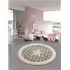 Teppich-Traum Traum Tappeto per Bambini per Giocare Tappeto per Neonato con Stella in Rosa Grigio e Bianco Größe 120 cm Rund