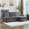 YuQozii 194 x 118 x 81 cm, divano imbottito e divano a 3 posti, divano ad angolo, per soggiorno, appartamento, lounge e camera da letto, divano letto a forma di L, divano per il tempo libero (grigio)