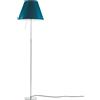 LUCEPLAN lampada da terra dimmerabile COSTANZA D13t con stelo telescopico alluminio e paralume RADIEUSE BLU PETROLIO - 1D13NT000020+9D1301511736