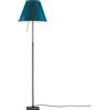LUCEPLAN lampada da terra dimmerabile COSTANZA D13t con stelo telescopico nero e paralume RADIEUSE BLU PETROLIO - 1D13NT000017+9D1301511736