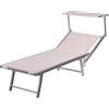 Lettino Mare con Parasole Richiudibile 181x71,5x38,5 cm in Alluminio PVC e Poliestere Avorio Riccione