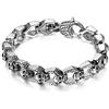 JewelryWe - Bracciale Punk Catena Moto con Teschio Cranio in Acciaio Inossidabile Stile Gotico Classico Regalo per Uomini