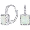 Bling Jewelry Gioielli In Stile Estate Gioielli Antichi In Filigrana Stile Vintage Royal Crown Setting Quadrato Solitario Bianco Creato Opale Birthstone Orecchini A Goccia Per Donne .925 Argento Lever Back