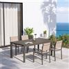 DEGHI Set pranzo tortora con tavolo 180/240x100 cm e 4 sedie con braccioli textilene e alluminio - Carioca