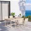 DEGHI Set pranzo vaniglia con tavolo 180/240x100 cm e 4 sedie con braccioli textilene e alluminio - Carioca