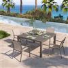 DEGHI Set pranzo tortora con tavolo 136x136 cm e 4 sedie con braccioli tondi textilene e alluminio - Carioca