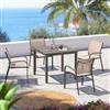 DEGHI Set pranzo tortora con tavolo 90x90 cm e 4 sedie con braccioli tondi textilene e alluminio - Carioca