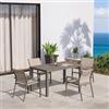 DEGHI Set pranzo tortora con tavolo 140/210x77 cm e 4 sedie con braccioli tondi textilene e alluminio - Carioca