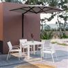 DEGHI Set pranzo bianco con tavolo 90/180x90 cm e 4 sedie con braccioli tondi textilene e alluminio - Carioca