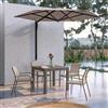 DEGHI Set pranzo tortora con tavolo 90/180x90 cm e 4 sedie con braccioli tondi textilene e alluminio - Carioca