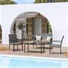 DEGHI Set relax 4 posti in acciaio antracite e polyrattan grigio scuro con cuscini - Borakay
