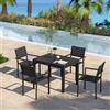 DEGHI Set pranzo antracite con tavolo 105/210x75 cm e 4 sedie con braccioli in alluminio a doghe - Carioca