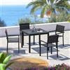 DEGHI Set pranzo antracite con tavolo 90x90 cm e 4 sedie con braccioli in alluminio a doghe - Carioca