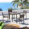 DEGHI Set pranzo tortora con tavolo 90x90 cm e 4 sedie con braccioli in alluminio a doghe - Carioca