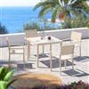 DEGHI Set pranzo vaniglia con tavolo 90x90 cm e 4 sedie con braccioli in alluminio a doghe - Carioca