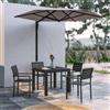 DEGHI Set pranzo antracite con tavolo 90/180x90 cm e 4 sedie con braccioli in alluminio a doghe - Carioca