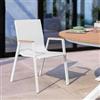 DEGHI Sedia da esterno con braccioli effetto legno miele in alluminio e textilene bianco - Carioca Wood