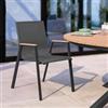 DEGHI Sedia da esterno con braccioli effetto legno miele in alluminio e textilene antracite - Carioca Wood