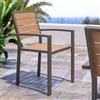DEGHI Sedia da esterno con braccioli in alluminio tortora e doghe effetto legno miele - Carioca Wood