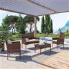 DEGHI Set relax 4 posti in polyrattan marrone con cuscini beige - Beba