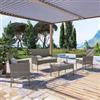 DEGHI Set relax 4 posti in polyrattan tortora con cuscini beige - Beba