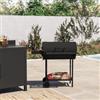 DEGHI Barbecue a carbonella con ruote 102x32x97h cm in acciaio nero con cappa e due ripiani - Poseidone