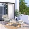 DEGHI Poltrona relax da esterno con poggiapiedi coordinato in alluminio bianco con cuscini tortora - Phuket