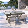 DEGHI Set pranzo tavolo allungabile 180/240x100 cm e 4 poltrone in alluminio e corda tortora - Zelegant