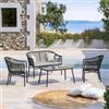 DEGHI Set relax 4 posti in alluminio e corda antracite - Zelegant