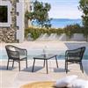DEGHI Set relax 2 posti con tavolino 90x50 cm in alluminio e corda antracite - Zelegant