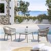 DEGHI Set relax 2 posti con tavolino 90x50 cm in alluminio e corda tortora - Zelegant
