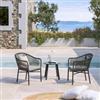 DEGHI Set relax 2 posti con tavolino rotondo 50 cm in alluminio e corda antracite - Zelegant