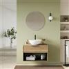 DEGHI Mobile bagno sospeso con cassetto e vano a giorno 80 cm rovere acero cannettato con top - Mida